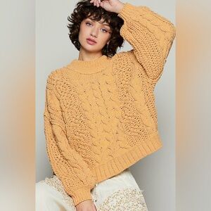 NEW! POL Cozy Cable Knit Sweater in Mustard